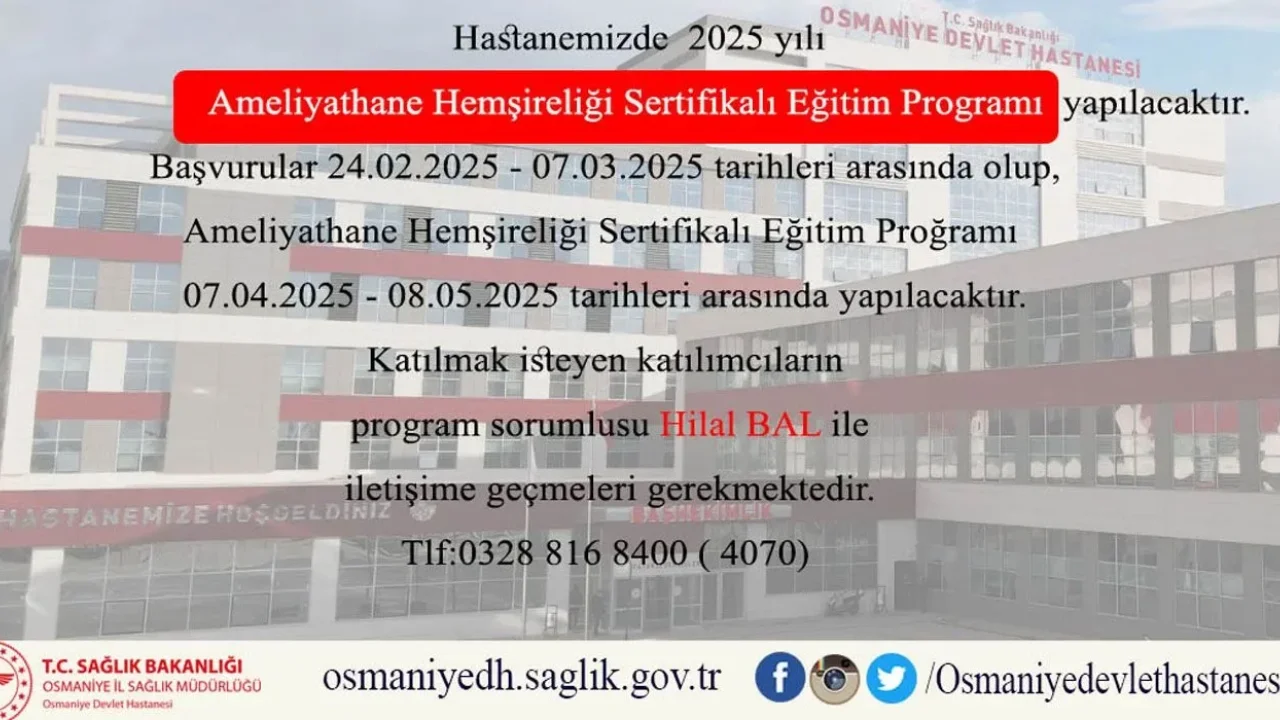 Ameliyathane Hemşireliği Sertifika Programı İçin Başvurular