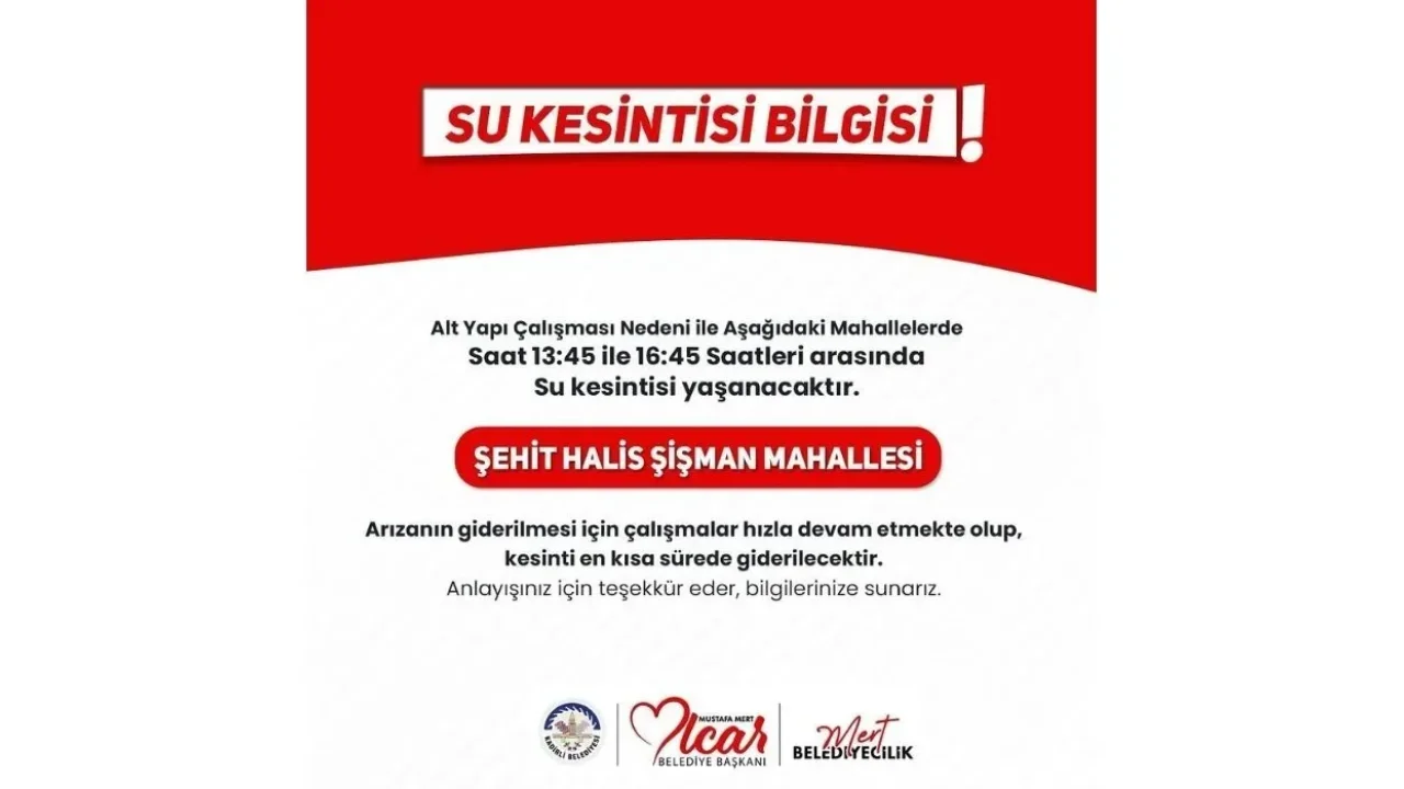 Kadirli’de Su Kesintisi! Belediye Uyardı