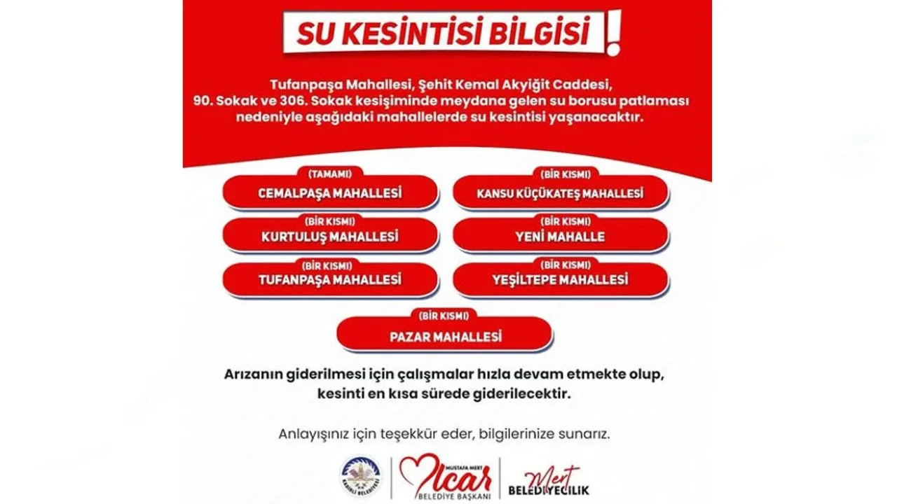 Kadirli'de Su Kesintisi İle İlgili Açıklama Yapıldı
