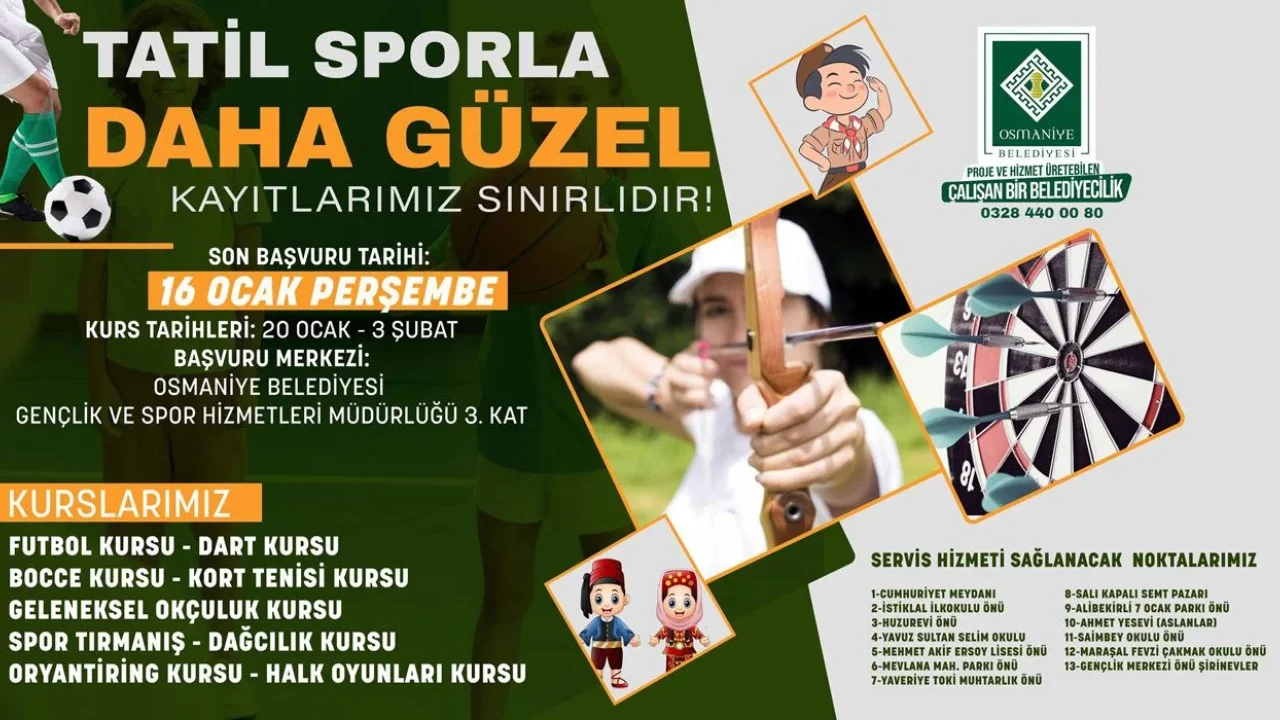 Osmaniye Belediyesi'nden Ücretsiz Spor Kursları