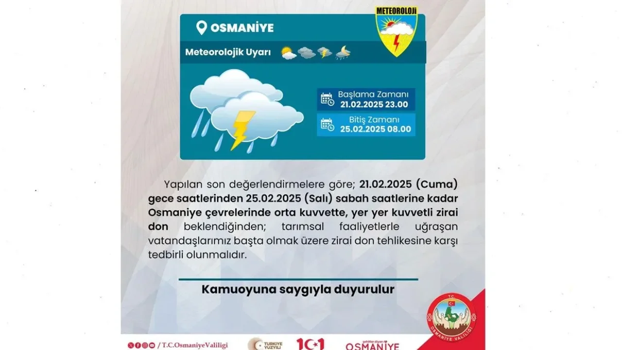 Osmaniye’de Don Tehlikesi: Çiftçiler Dikkat!