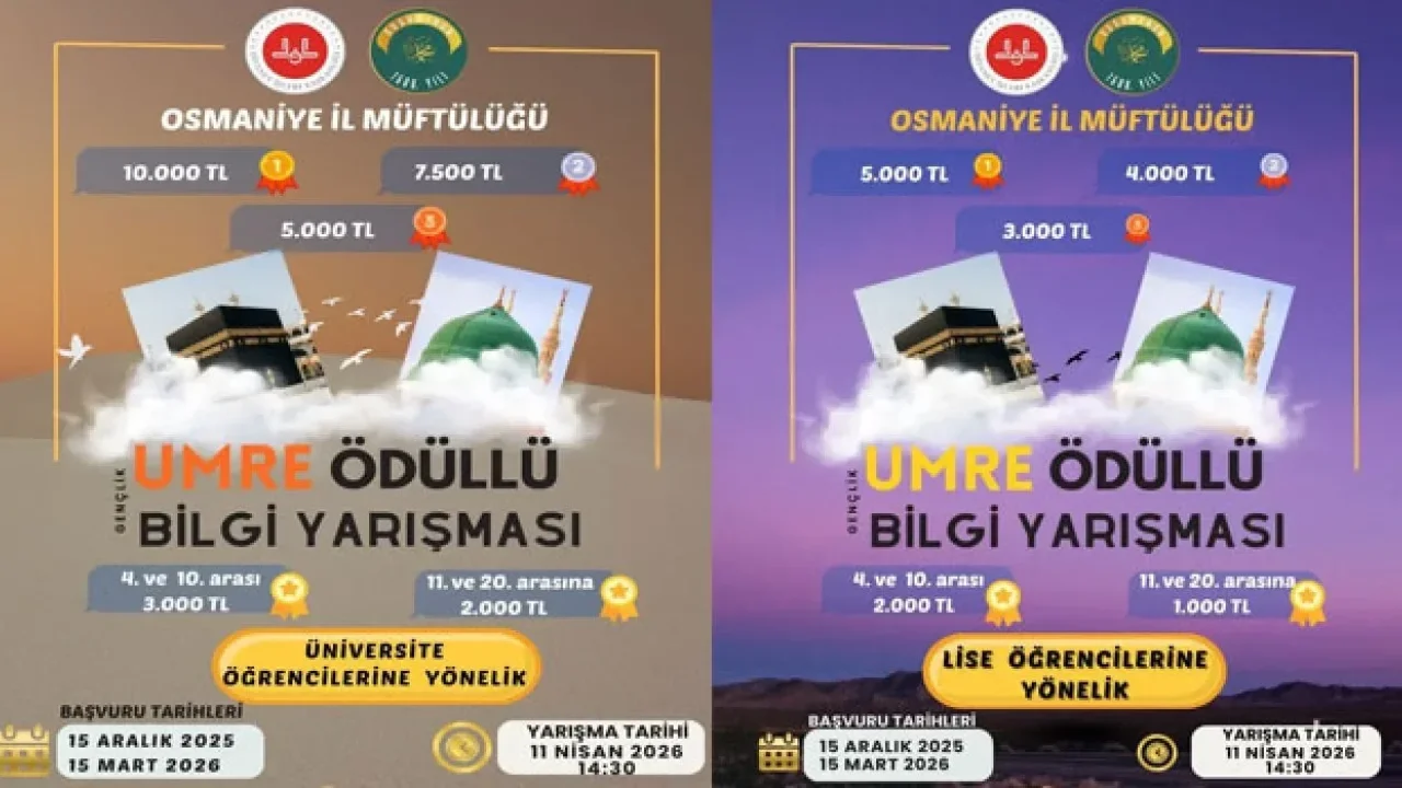 Osmaniye’de Gençlere Umre Ödüllü Yarışma