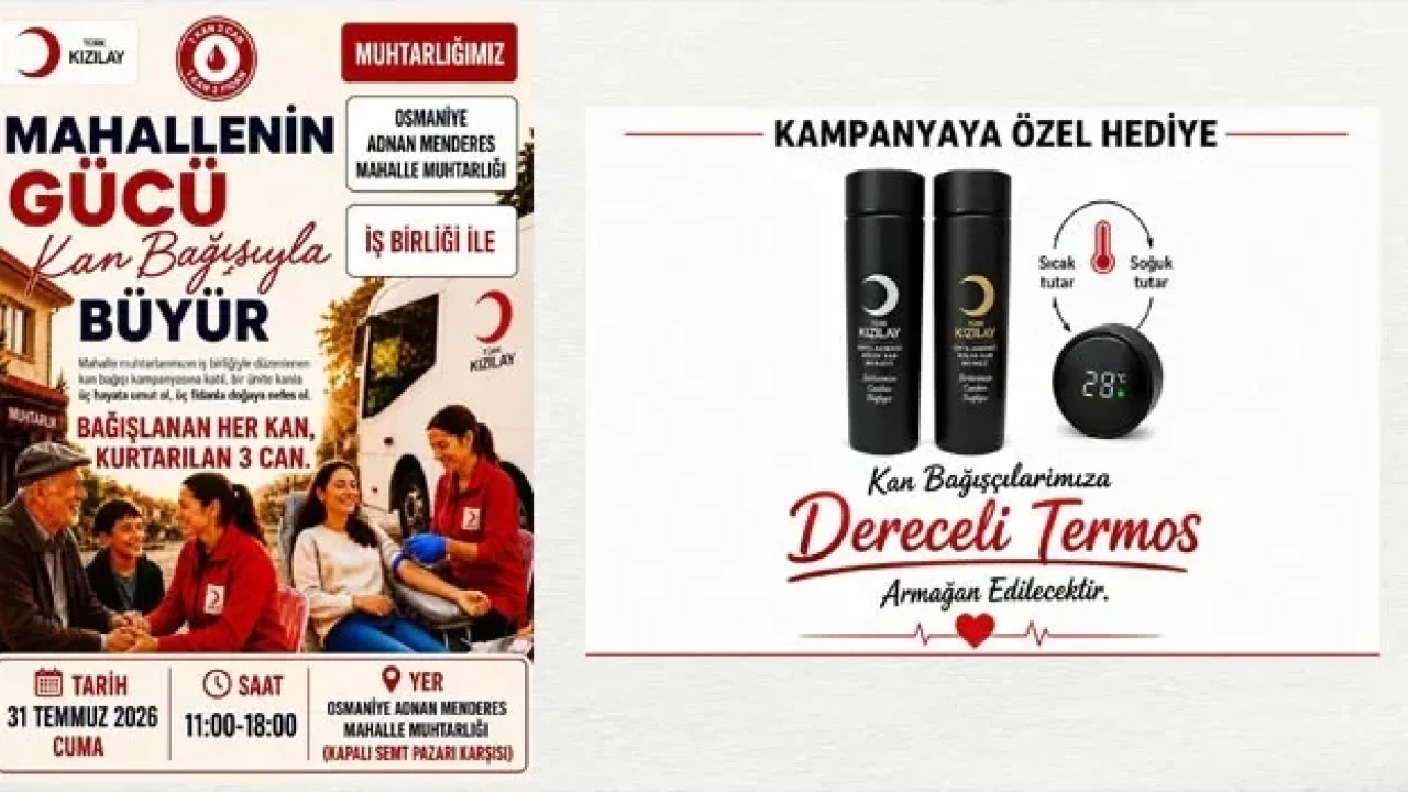Osmaniye'de Kan Bağışına Katılanlara Termos Hediyesi