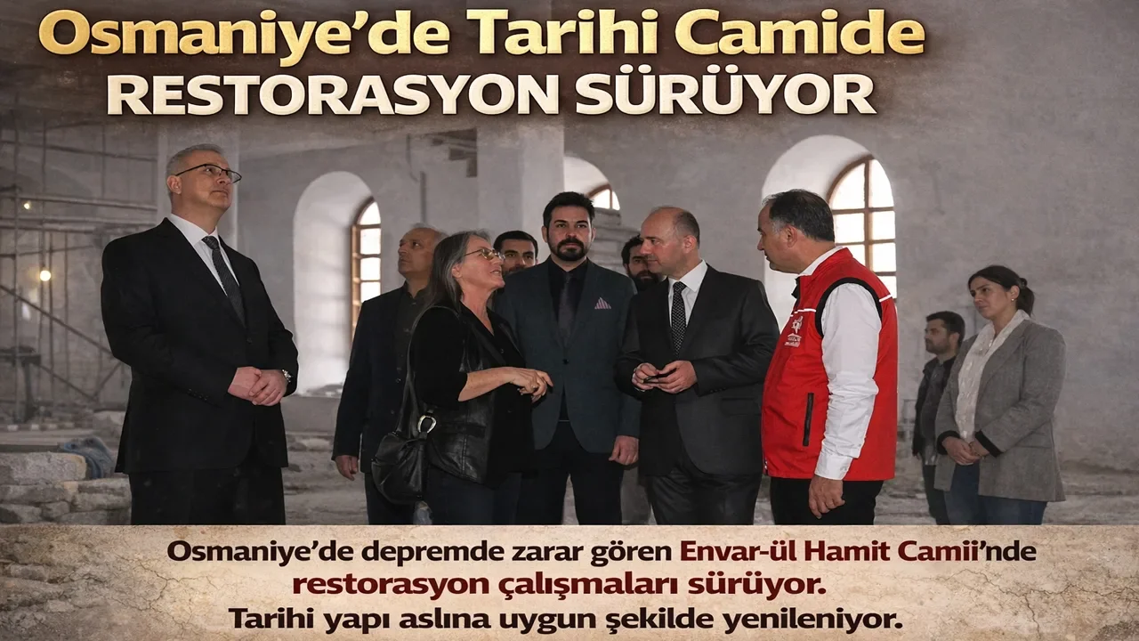 Osmaniye’de Tarihi Camide Restorasyon Sürüyor