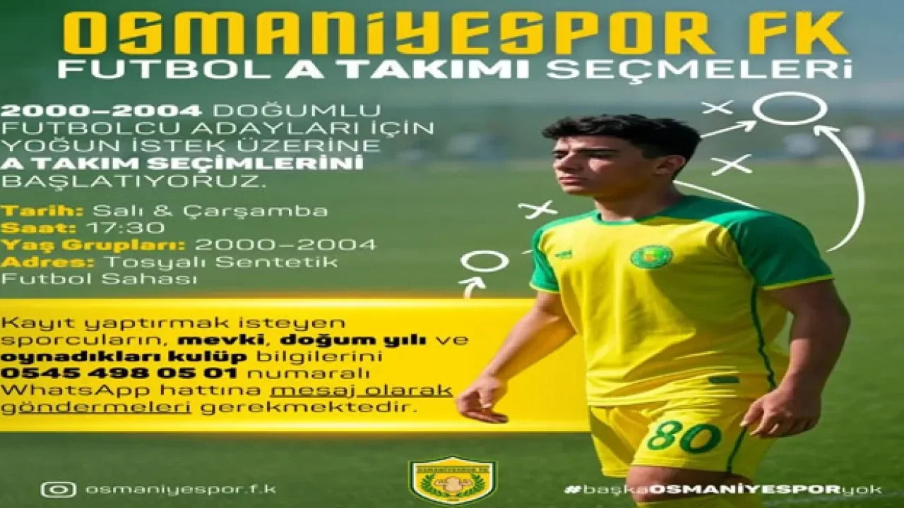 Osmaniyespor FK A Takımı İçin Seçmeler Başladı