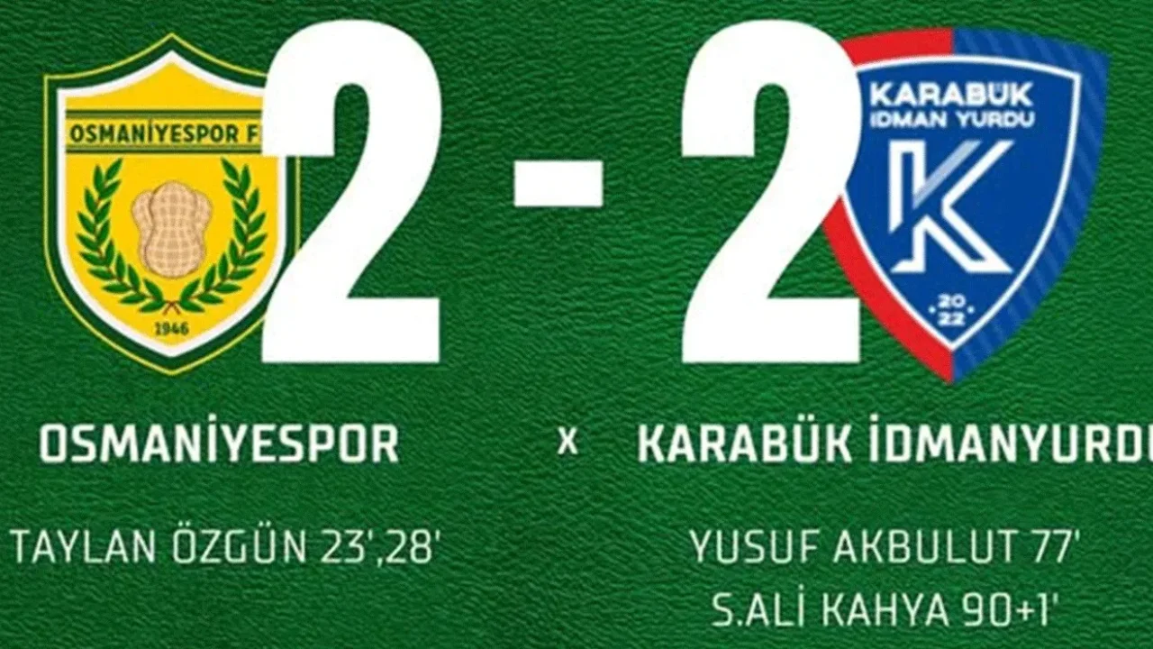 Osmaniyespor FK, Karabük İdman Yurdu ile 2-2 Berabere Kaldı