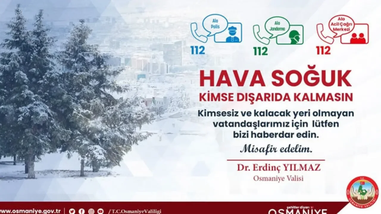 Vali Erdinç Yılmaz’dan Soğuk Hava İçin Önemli Çağrı