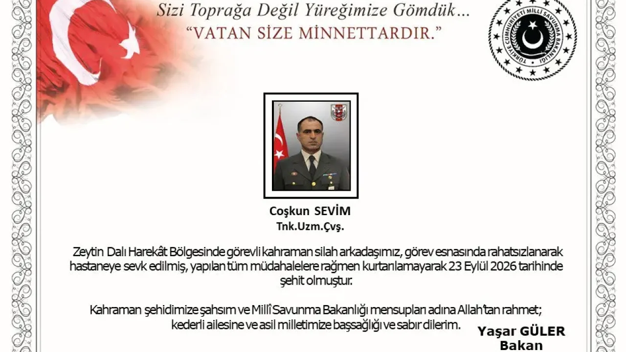 Görevi sırasında rahatsızlanan asker şehit oldu