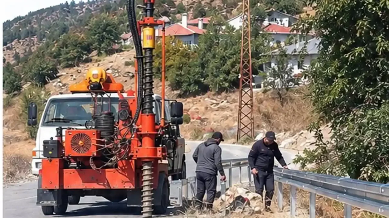 Karaşar Mahallesi yolunda yol güvenliği çalışması