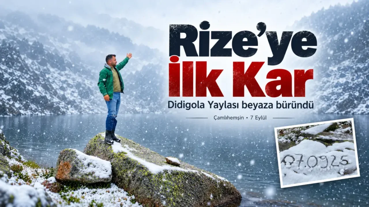 Rize yüksek yaylalarında mevsimin ilk karı başladı