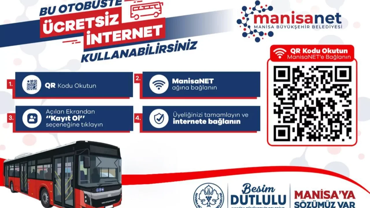 Manisa Otobüslerinde Ücretsiz İnternet Hizmeti Başlıyor