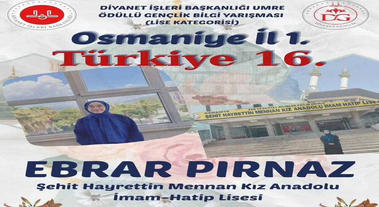 Ebrar Pırnaz Umre Ödülüyle Osmaniye’yi Gururlandırdı