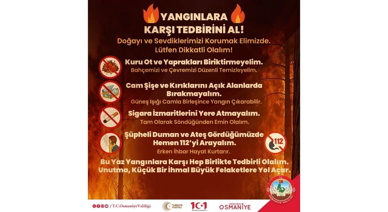 Osmaniye Valiliği’nden Yangın Riski Uyarısı