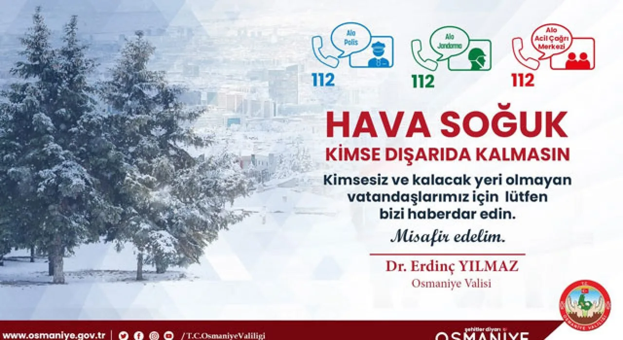 Vali Erdinç Yılmaz’dan Soğuk Hava İçin Önemli Çağrı