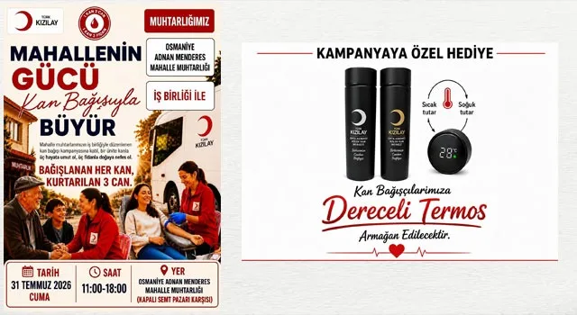 Osmaniye'De Kan Bağışına Katılanlara Termos Hediyesi